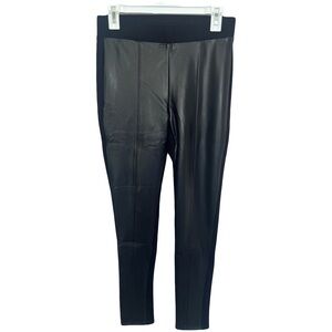 Ann Taylor Black Faux Leather Pull On Leggings Pants Skinny Size Small